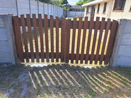 Two Double Gates made with Iroko Wood for sale in Hermanus and one Single Gate